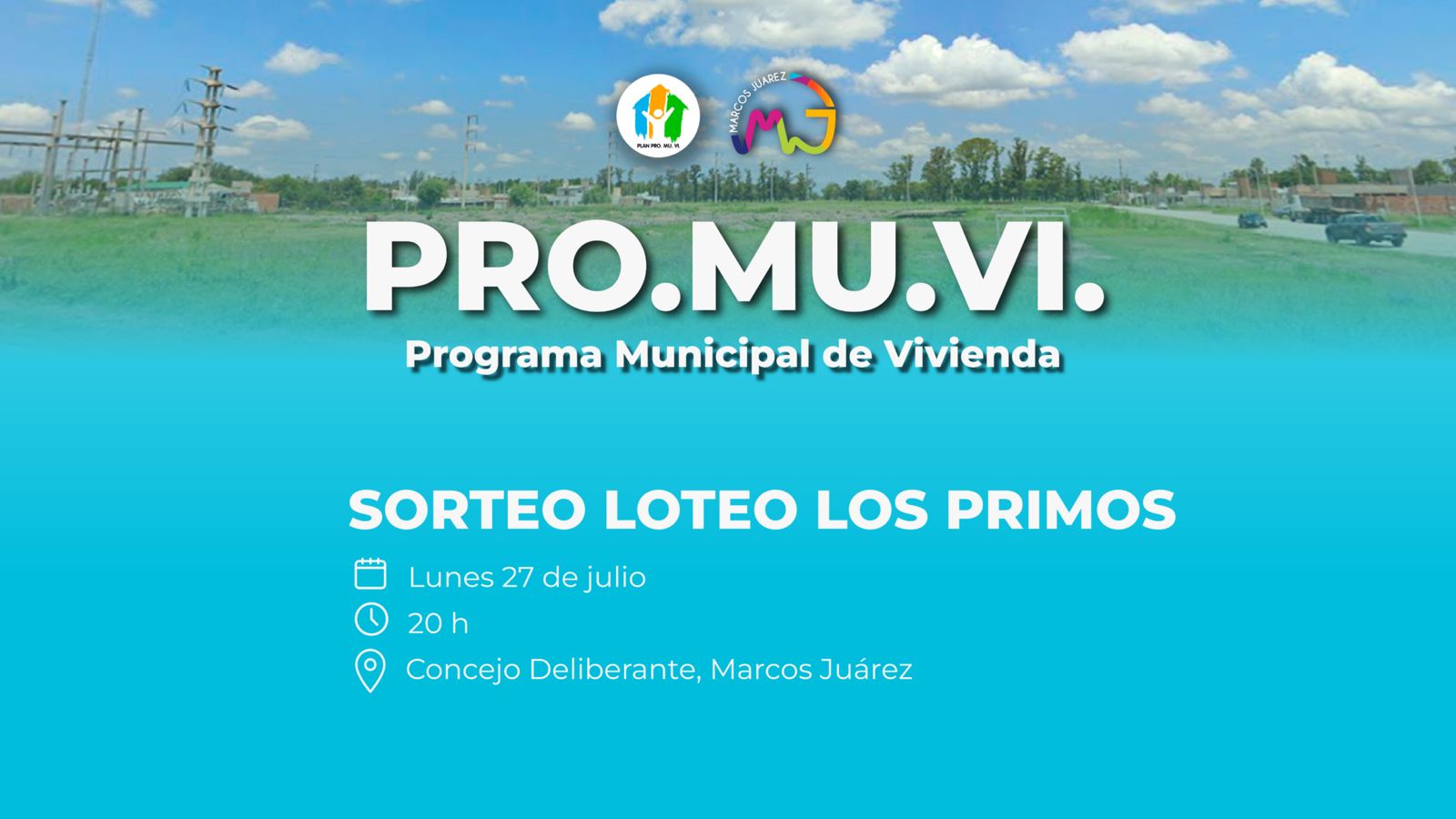 El lunes se realizará el sorteo del Loteo Los Primos del PRO.MU.VI.